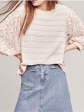 Anthropologie Eri + Ali Lace Sleeve Sweater